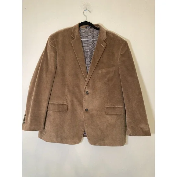 Mens Saddlebred 44S Brown Corduroy Blazer Sport Coat Cotton 2 Button Preppy - Picture 2 of 14